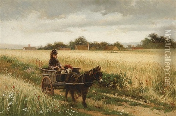 Road Home From The Market Oil Painting - Alexander M. Rossi