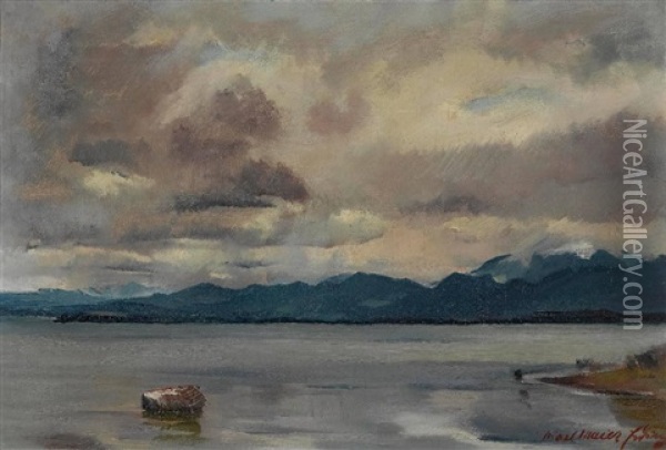Am Ufer Des Chiemsees Oil Painting - Hiasl Maier-Erding