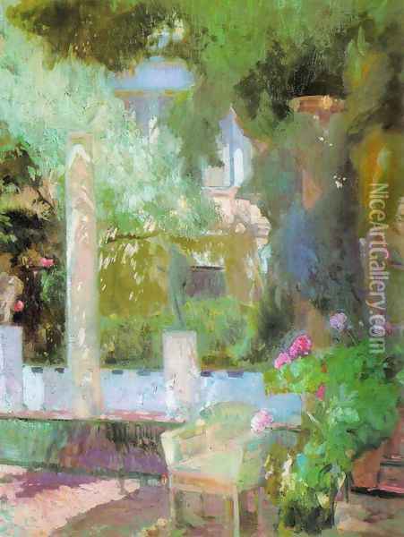 Garden of Sorolla house Oil Painting - Joaquin Sorolla Y Bastida