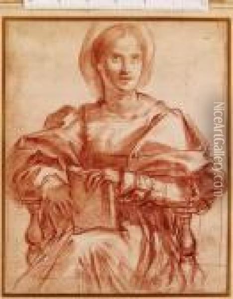 Portrait Of Lucrezia Del Fede, After Andrea Del Sarto Oil Painting - Giovan Battista Naldini