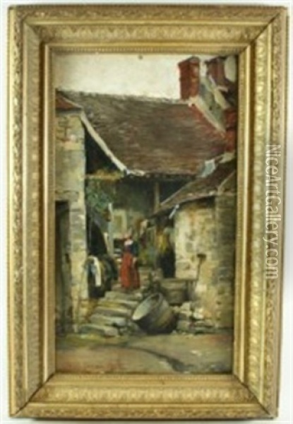 Scene De Village Oil Painting - Joseph Bail