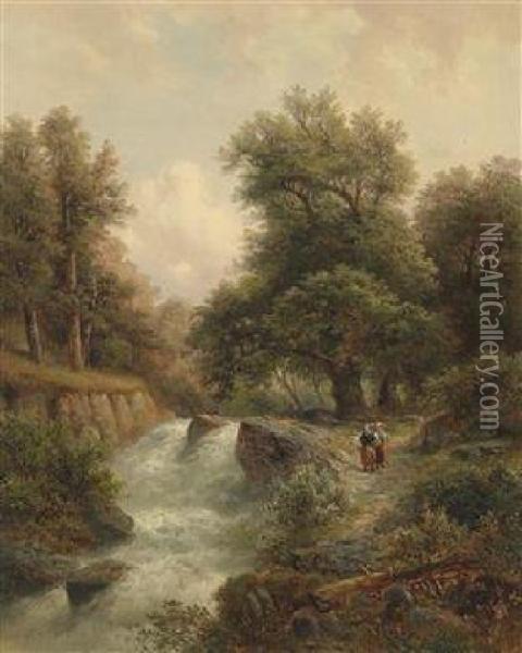 Encounter By The Torrent Oil Painting - Gustav Barbarini