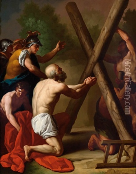 Der Hl. Andreas Vor Dem Martyrerkreuz - Sant'andrea Davanti Alla Croce Del Martirio Oil Painting - Gaetano Gandolfi