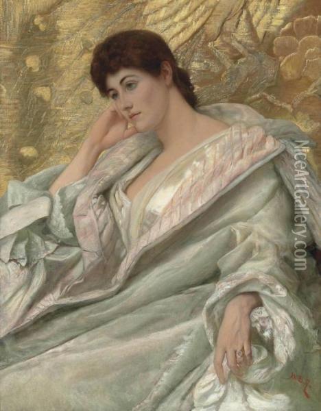 Portrait Of Mrs Charles Rome Oil Painting - Sir William Blake Richmond