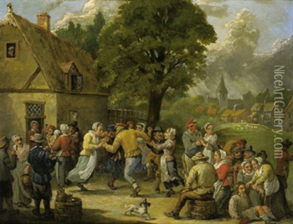 Tanzende Bauern Vor Einem Wirtshaus Oil Painting - Thomas Van Apshoven