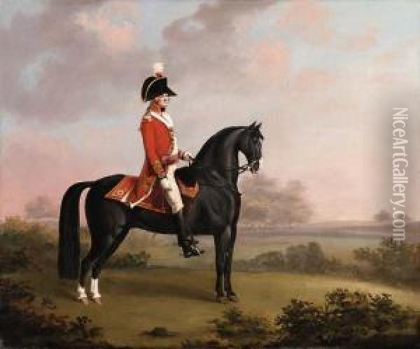An Officer Of The First Guard On Horseback In A Woodedlandscape Oil Painting - Henry Bernard Chalon