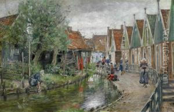 Canal In Holland Oil Painting - Otto Piltz