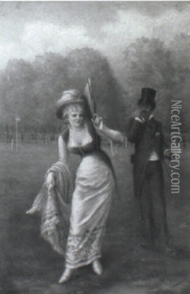 A Courtship In The Park Oil Painting - Fernand Maximilien De Chambord