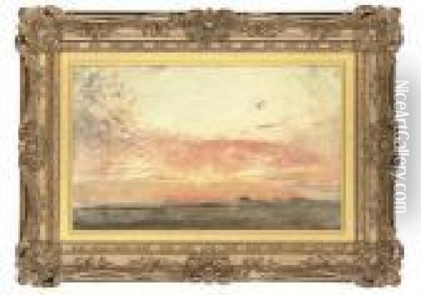 Sunset Oil Painting - Ernst Carl Eugen Koerner