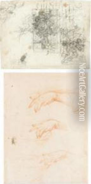 A Sheet Of Studies For Flora And Zephyr Oil Painting - Baldassarre Franceschini