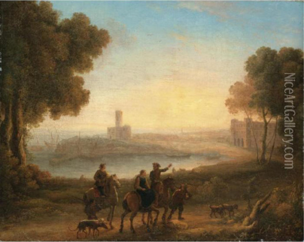 A Classical Landscape With Figures In The Foreground Oil Painting - Claude Lorrain (Gellee)