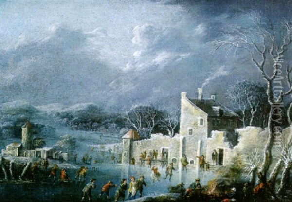 Les Joies De L'hiver Oil Painting - Dirk Dalens III