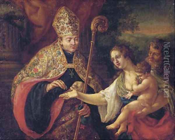 Saint Thomas of Villanueva giving alms to the poor Oil Painting - Paolo di Matteis