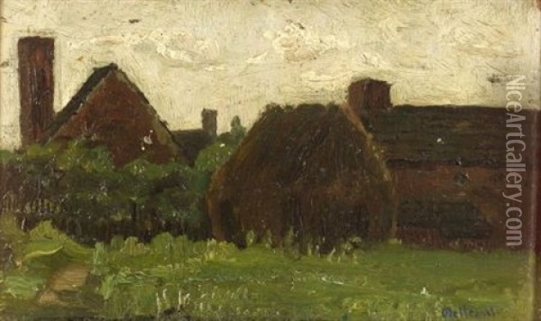 Thatched Cottage Oil Painting - Lorenzo Delleani