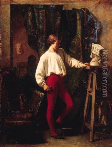 The Young Sculptor Oil Painting - Leon Joseph Billotte