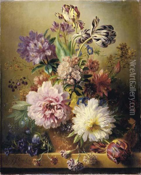 An Opulent Flower Still Life Oil Painting - Georgius Jacobus J. Van Os