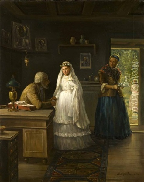 Before The Wedding Oil Painting - Aleksndr Ivanovich Morozov