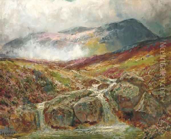 The mountain stream Oil Painting - James Henry Crossland