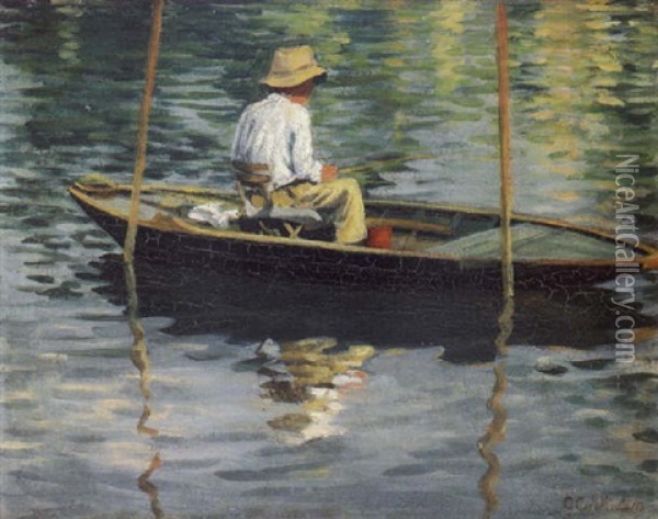Pecheur En Barque Oil Painting - Gustave Caillebotte