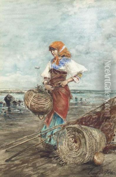 Gathering Cockles On The Seashore Oil Painting - Eugene de Blaas