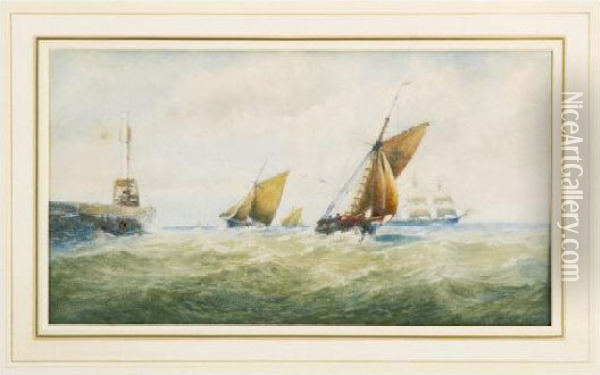Harbour Scene Oil Painting - R. Malcolm