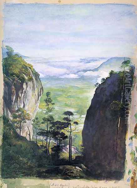 Mountain Gorge near Dambulla, Ceylon Oil Painting - John La Farge