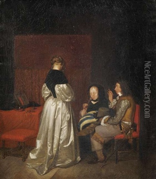 Die Vaterliche Ermahnung Oil Painting - Gerard ter Borch the Younger