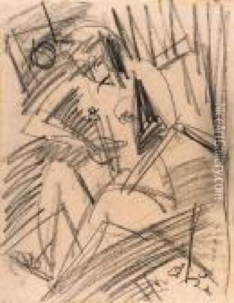 Sich Waschendes Nacktes Mdchen (recto) Oil Painting - Ernst Ludwig Kirchner