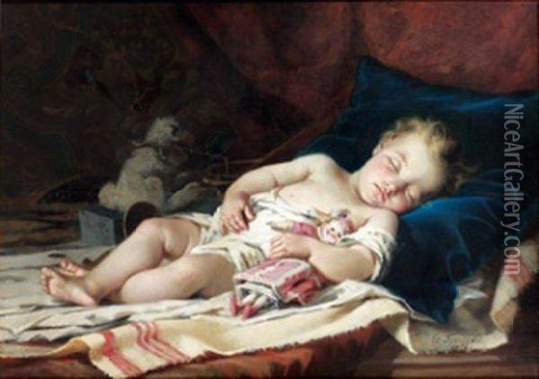L'enfant Endormi Oil Painting - Guillaume-Romain Fouace