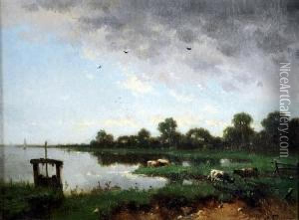 [paysage Fluvial] Oil Painting - Henri Pieron
