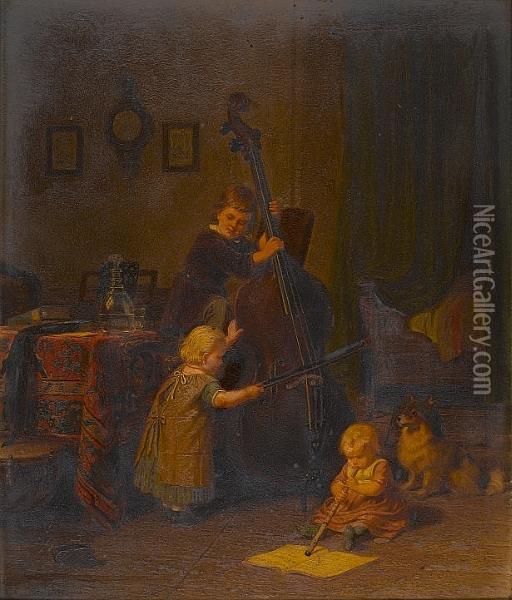 The Music Lesson Oil Painting - Christian Eduard Boettcher