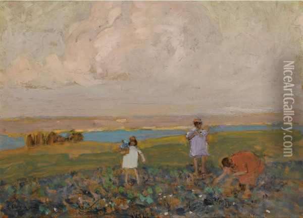 Picking Flowers Oil Painting - Grigory Petrovich Svetlitsky
