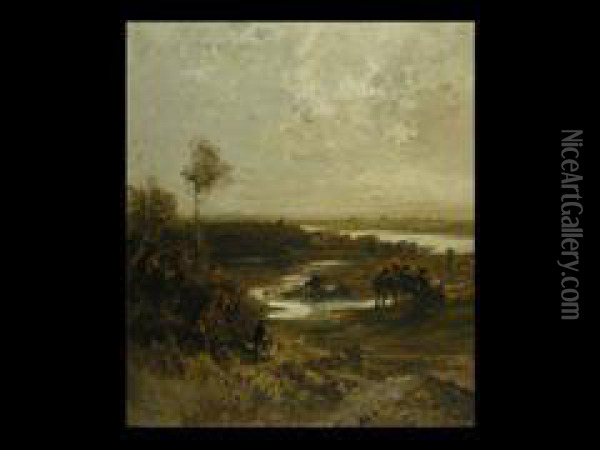Munchener Silhouette Vor Den Alpen Oil Painting - Joseph Wenglein