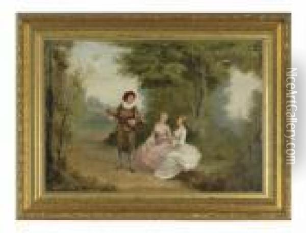The Courtship Oil Painting - Jean-Baptiste Joseph Pater
