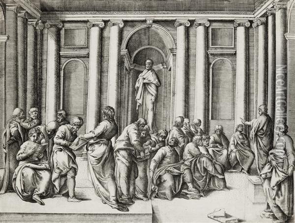 Le Christ Disputant Avec Les Docteurs Oil Painting - Battista Franco