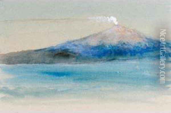 Mount Etna From Taormina Oil Painting - John Ruskin