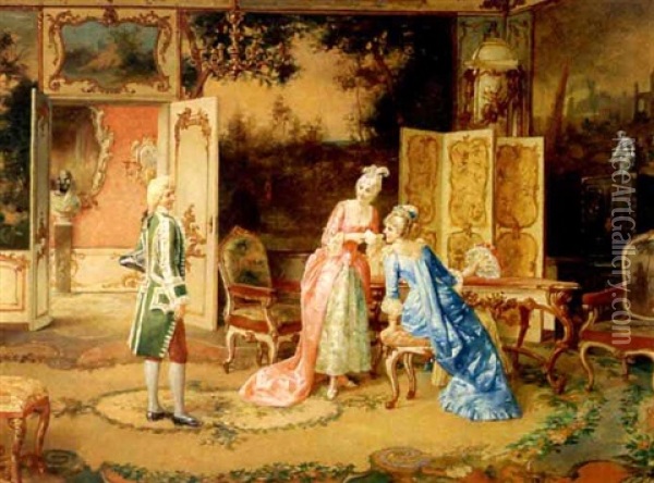 A Letter From A Suitor Oil Painting - Franz Von Persoglia