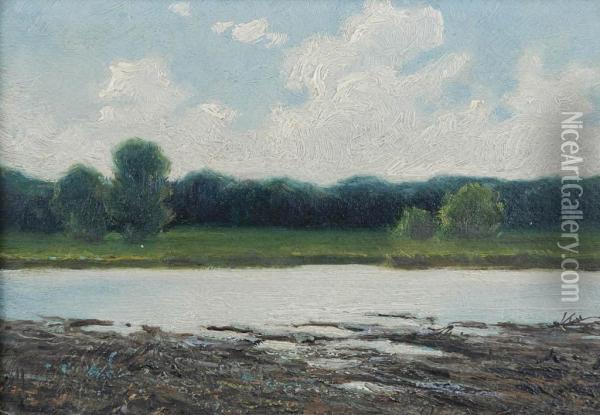 Pejzaz Z Rzeka Oil Painting - Marceli Harasimowicz