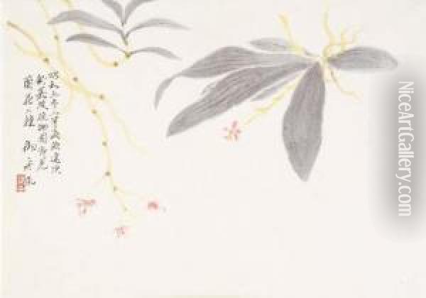 Ranka Nishu (two Orchids) Oil Painting - Gyoshu Hayami