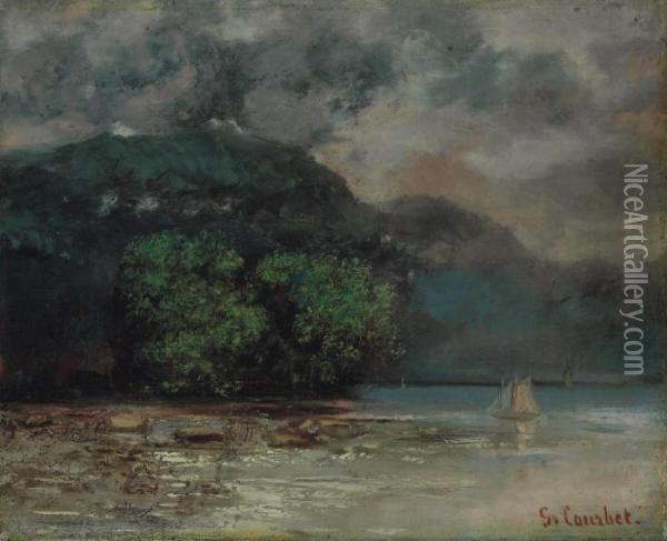 Lac Leman Avant La Tempete Oil Painting - Gustave Courbet