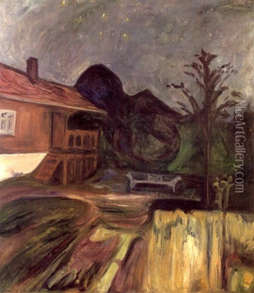 Aasgaardstrand, The Artist's House Oil Painting - Edvard Munch