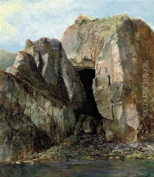 Creux Harbor, Sark Oil Painting - William A. Toplis