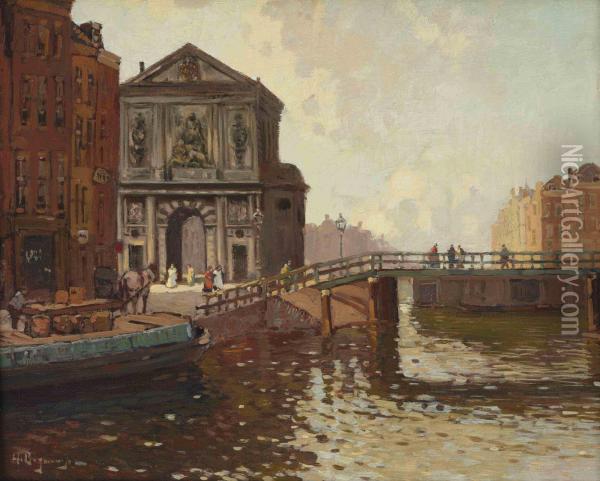A View Of The Delftsche Poort, Rotterdam Oil Painting - Herman Bogman