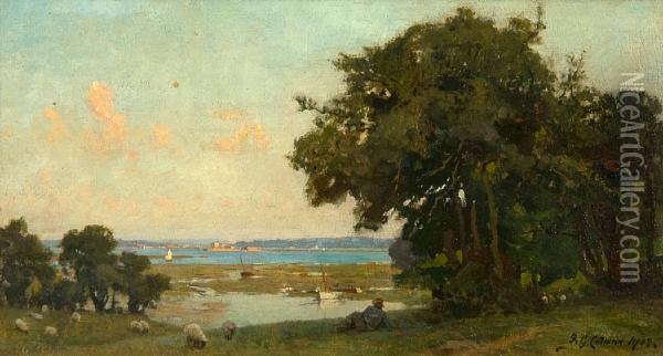 At The Mouth Of Southampton Water Oil Painting - Frederick George Cotman