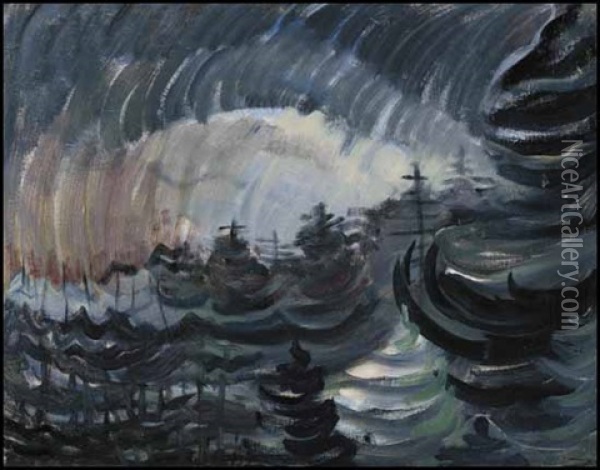 Storm Over Grey Forest Oil Painting - Emily Carr