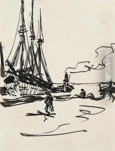Im Hafen Oil Painting - Ernst Ludwig Kirchner