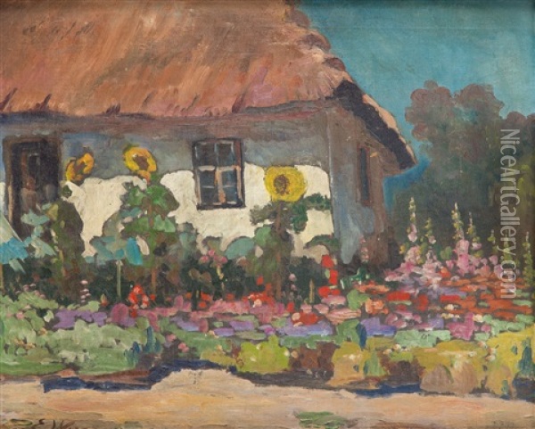 Garden In The Summer Oil Painting - Eugeniusz Wrzeszcz