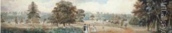 A Summer's Day In Richmond Park Oil Painting - George Sidney Shepherd