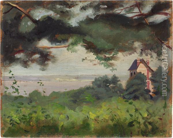 Honfleur, Vuesur L'estuaire - Environs D'honfleur Oil Painting - Felix Edouard Vallotton