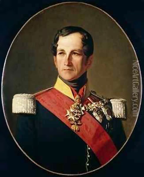 Portrait of Leopold I (1790-1865) of Saxe-Cobourg-Gotha in the Uniform of a Cuirassier Oil Painting - Polydore Beaufaux